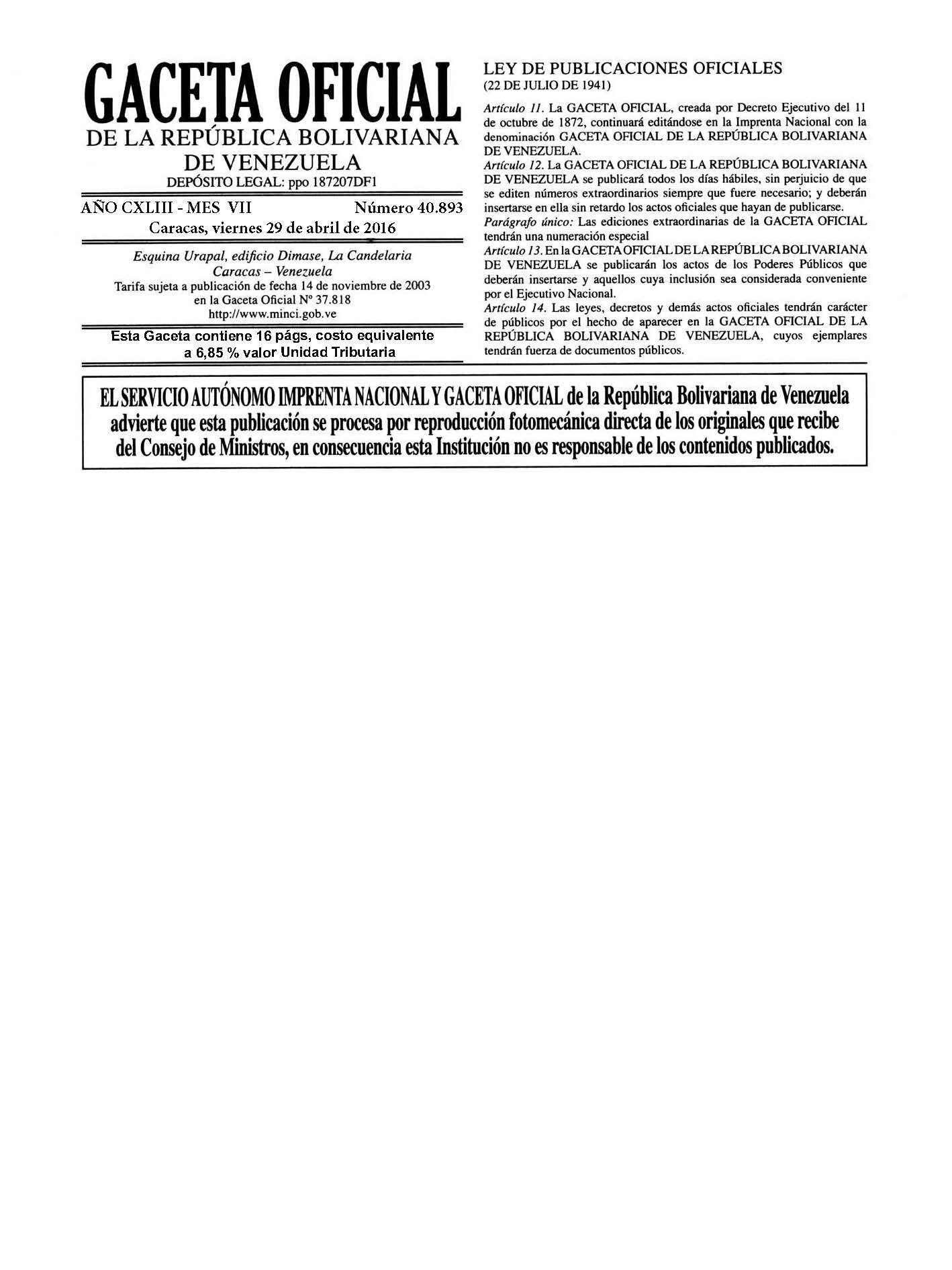 Descarga aquí la Gaceta Oficial 40.893 del aumento salarial y cestaticket