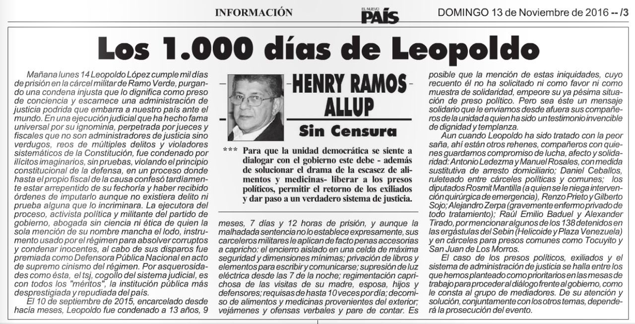Henry Ramos Allup: Los 1000 días de Leopoldo