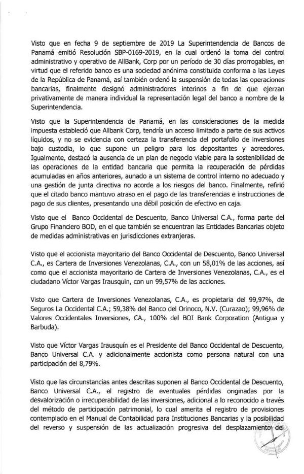 TEXTO DE LA RESOLUCION DE INTERVENCION DEL BOD