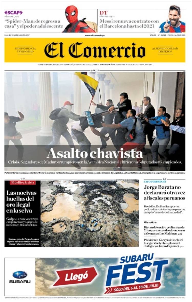 El comercio de Peru reseña asalto a la asamblea, Así reseñó la prensa internacional el Ataque a la Asamblea Nacional Venezolana