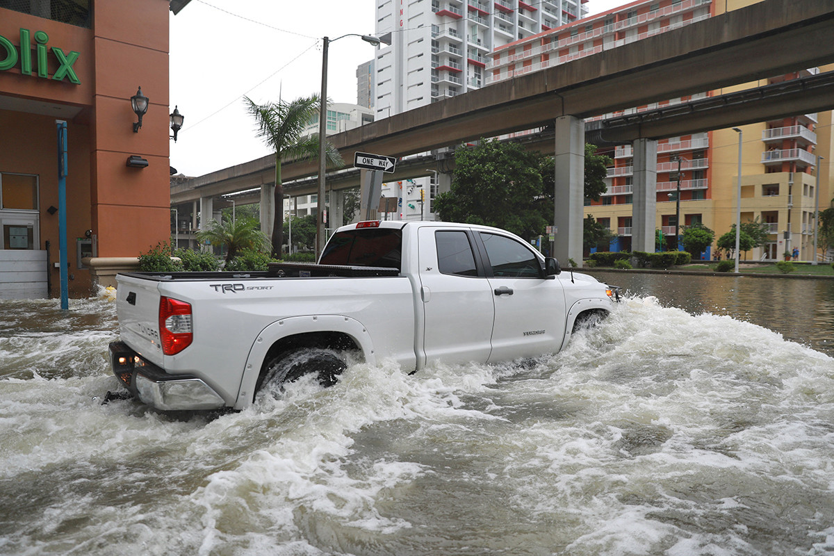 Inundaciones causadas por el huracán Irma en el barrio Brickell de Miami ( Florida, .), el 10 de septiembre de 2017 |