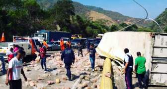 GANDOLA CARGADA DE PERNILES SE VUELCA Y MATA CUATRO PERSONAS (2)