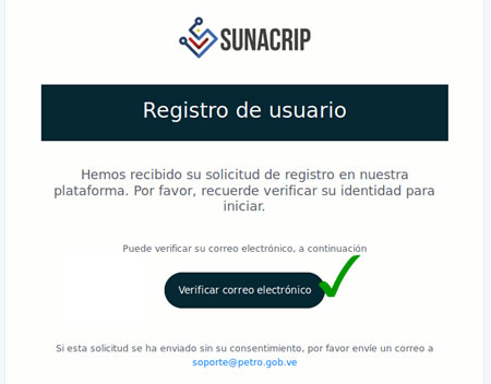 VERIFICAR EL CORREO DE PETRO APP