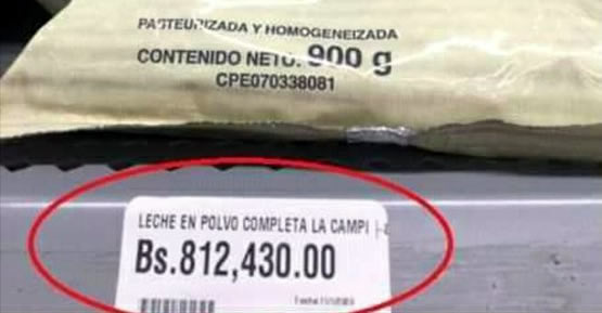 Qué está comiendo el venezolano cuando un miserable 900 gramos de leche lo venden Bs.812430 o más $10 dólares