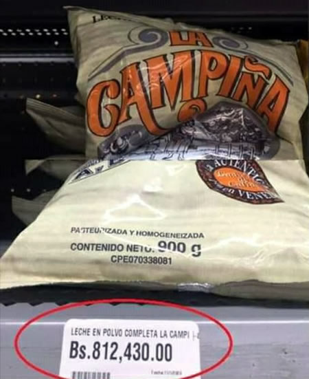 Qué está comiendo el venezolano cuando un miserable 900 gramos de leche lo venden Bs.812430