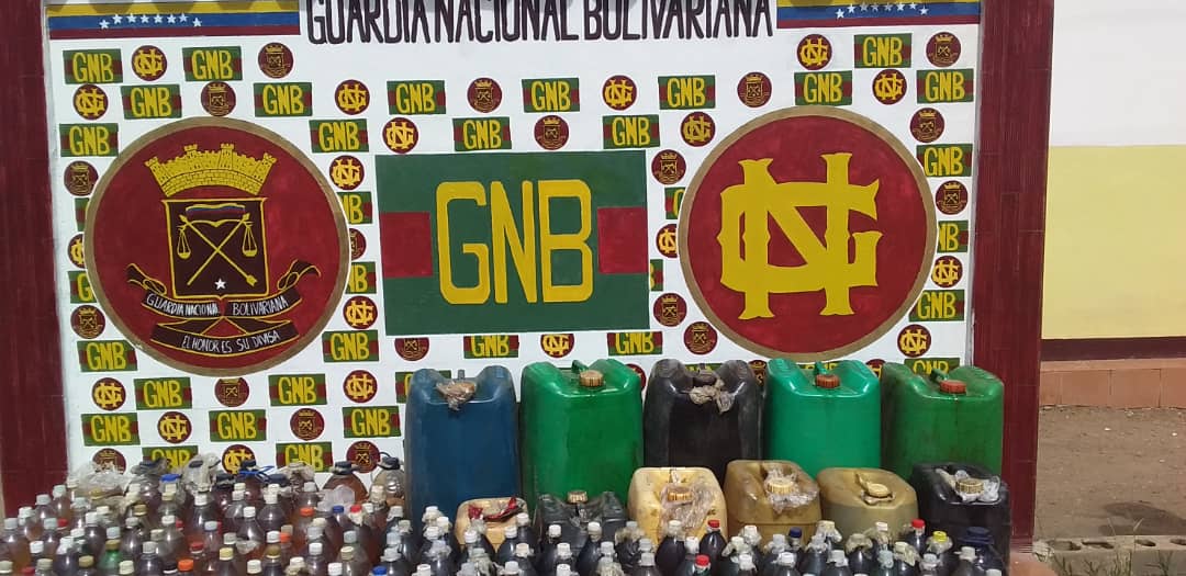 GNB incautó 1.450 litros de combustible ilegal y drogas en el estado Bolívar