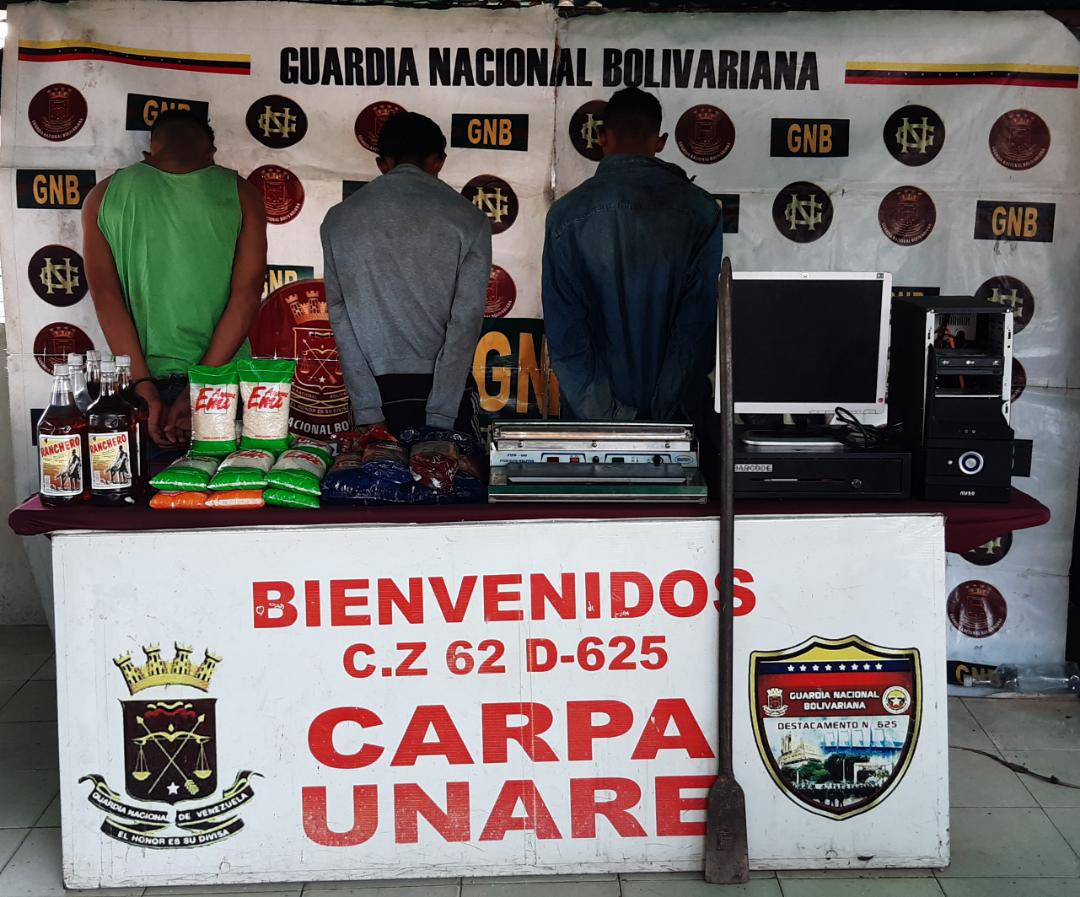 GNB capturó a tres ciudadanos por hurto en Unare estado Bolívar