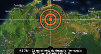 TEMBLOR VENEZUELA DOMINGO 12 DE JULIO 2020 5 MAGNITUD