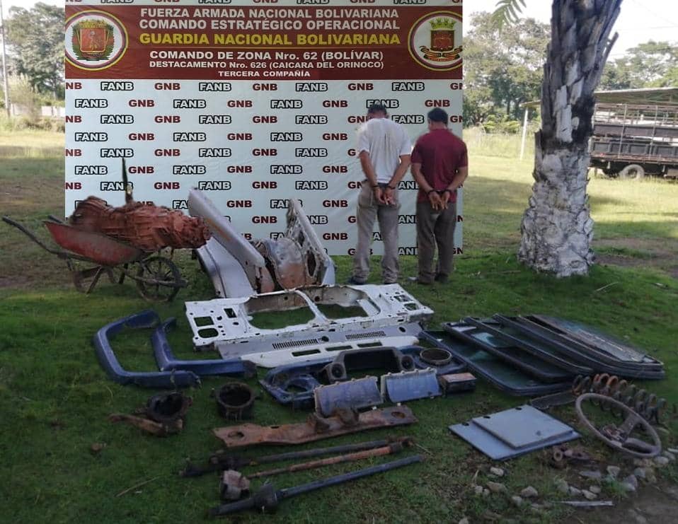 GNB aprehendió a dos sujetos dedicados al hurto de partes y piezas de vehículos