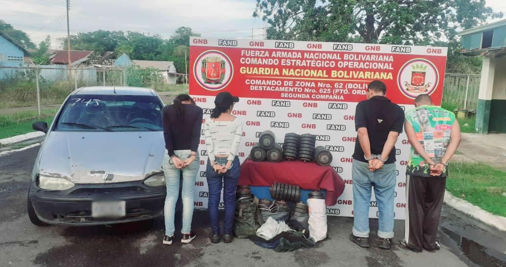 GNB detiene a cuatro personas por tráfico de material estratégico en Bolívar