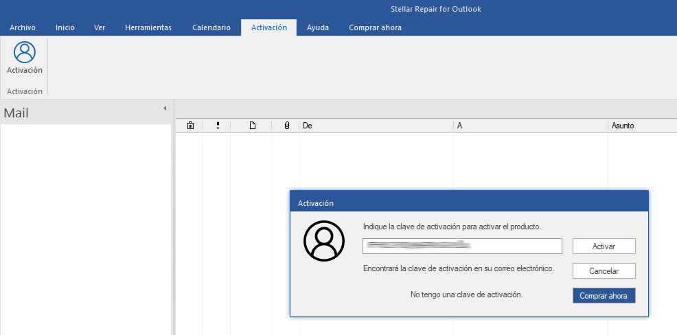 Activacion del software con la clave de licencia