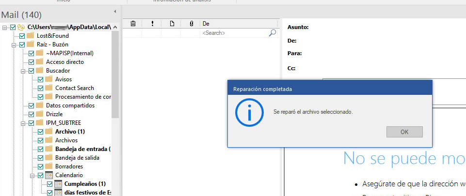 REPARAR ARCHIVOS OST PST OUTLOOK WIN10