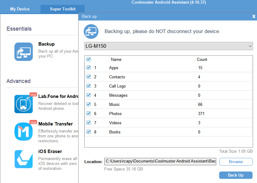 Software asistente para Android, analisis y opciones disponibles respaldos y almacenamiento