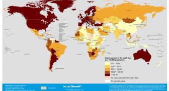 ESTADISTICAS DE CASOS COVID-19 A NIVEL MUNDIAL FUENTE OMS TABLA 2