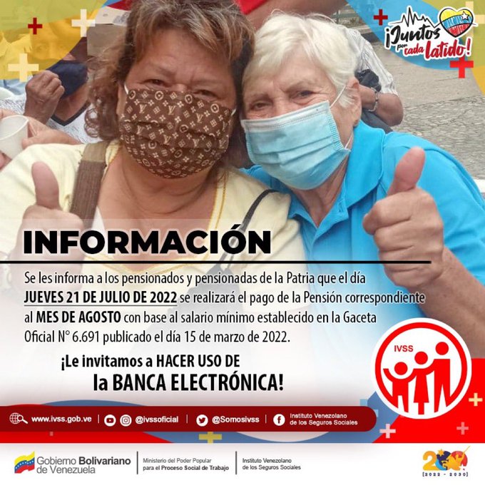 CUANDO PAGAN LA PENSION IVSS JULIO AGOSTO 2022 CUANDO PAGAN LA PENSION IVSS JULIO AGOSTO 2022