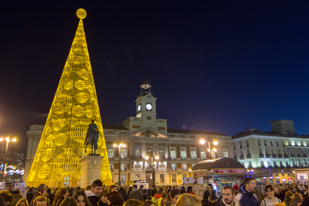 MADRID,SPAIN - DECEMBER 18: The famous Puerta del Sol 