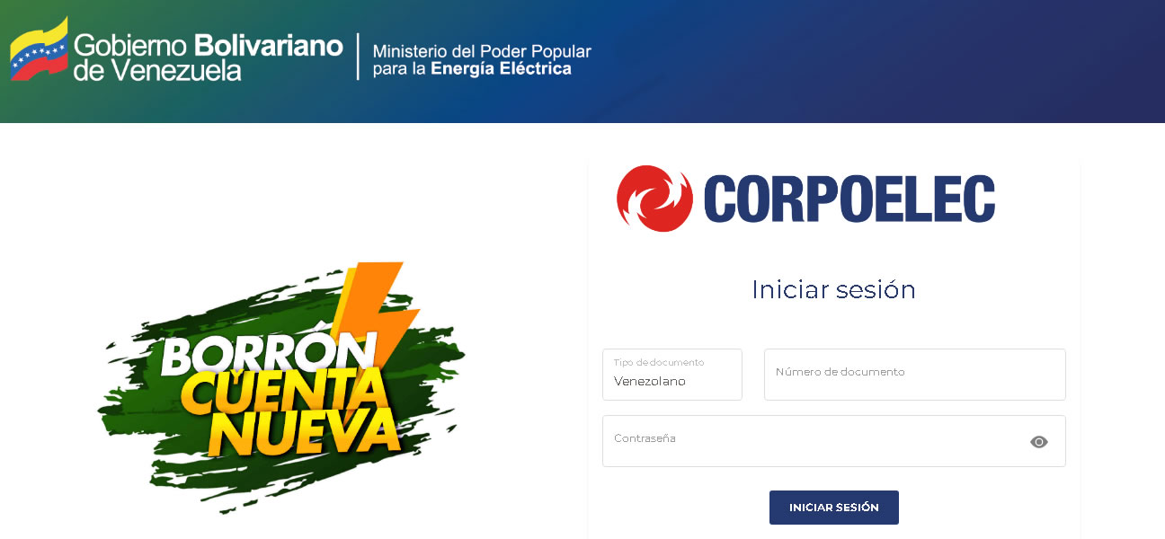 PLAN BORRON Y CUENTA NUEVA CORPOELEC INICIAR SESION