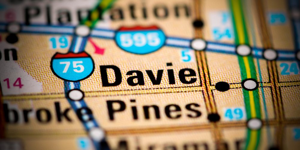 Davie. Florida. USA on a map