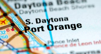 Port Orange. Florida. USA on a map