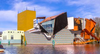 Groningen Museum exposition building on sunny day