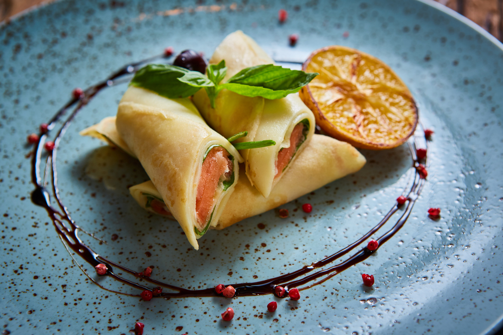 Crepes with smoked salmon