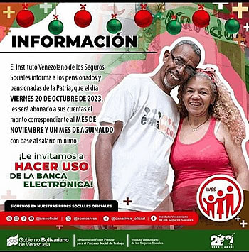CUANDO PAGAN LOS AGUINALDOS IVSS PENSION NOTIACTUAL