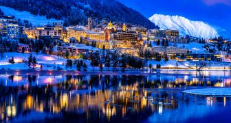 View of St. Moritz in Switzerland at night