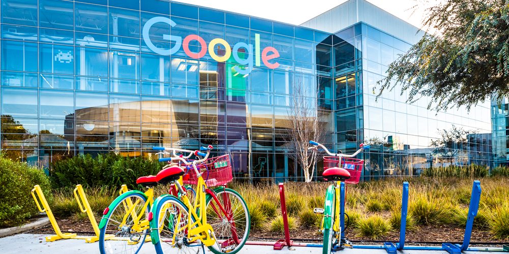 Mountain View, Ca USA, Googleplex - Google Headquarters with biked on foreground