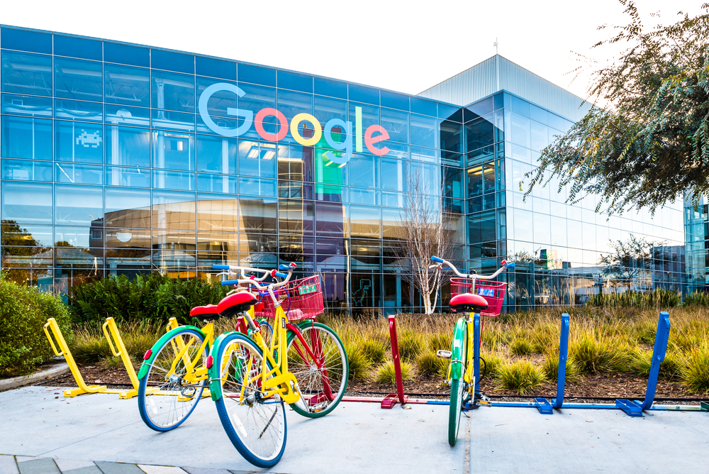 Mountain View, Ca USA, Googleplex - Google Headquarters with biked on foreground