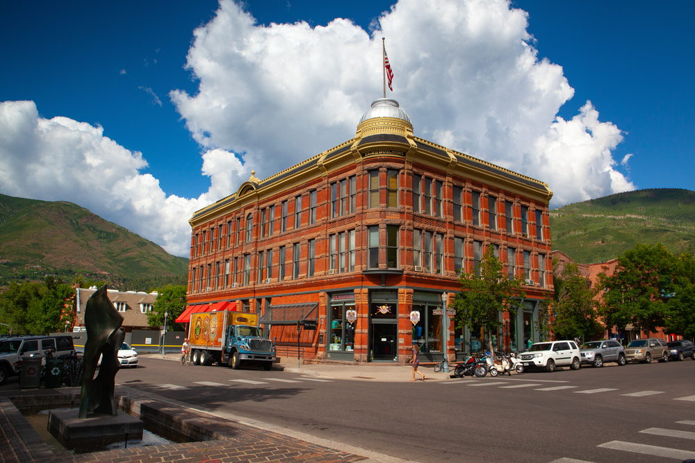 Aspen,USA, On the street in Aspen. Aspen, in Colorado’s Rocky Mountains, is a ski resort town and year-round destination for outdoor recreation.