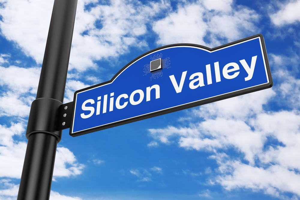 Silicon Valley Road Sign on a blue sky background.  