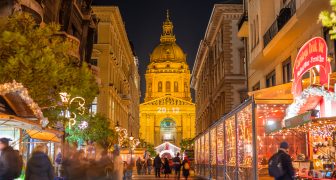 BUDAPEST, HUNGARY - DECEMBER 6, 2017: Tourists and local people