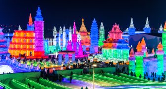 HARBIN, CHINA , International Ice and Snow Sculpture Festival is an annual winter festival that takes place in Harbin. It is the world largest ice and snow festival.