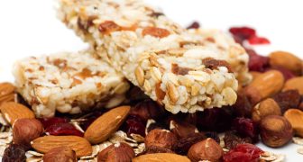 Granola bar with dried fruit and nuts