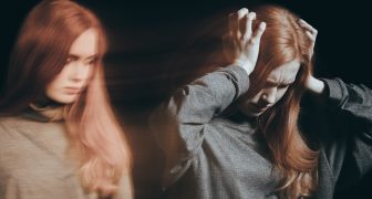 Woman having mood swing, suffering from depression