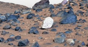 El Perseverance descubrió un campo de rocas en el que una roca en particular destacaba por ser diferente de todo lo que habían encontrado en Marte hasta el momento.Imagen: NASA/JPL-Caltech/ASU/MSSS