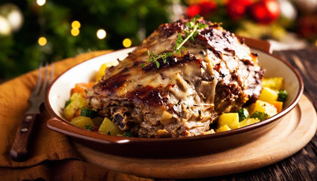 Cordero Asado Estilo Griego para Celebraciones Navideñas