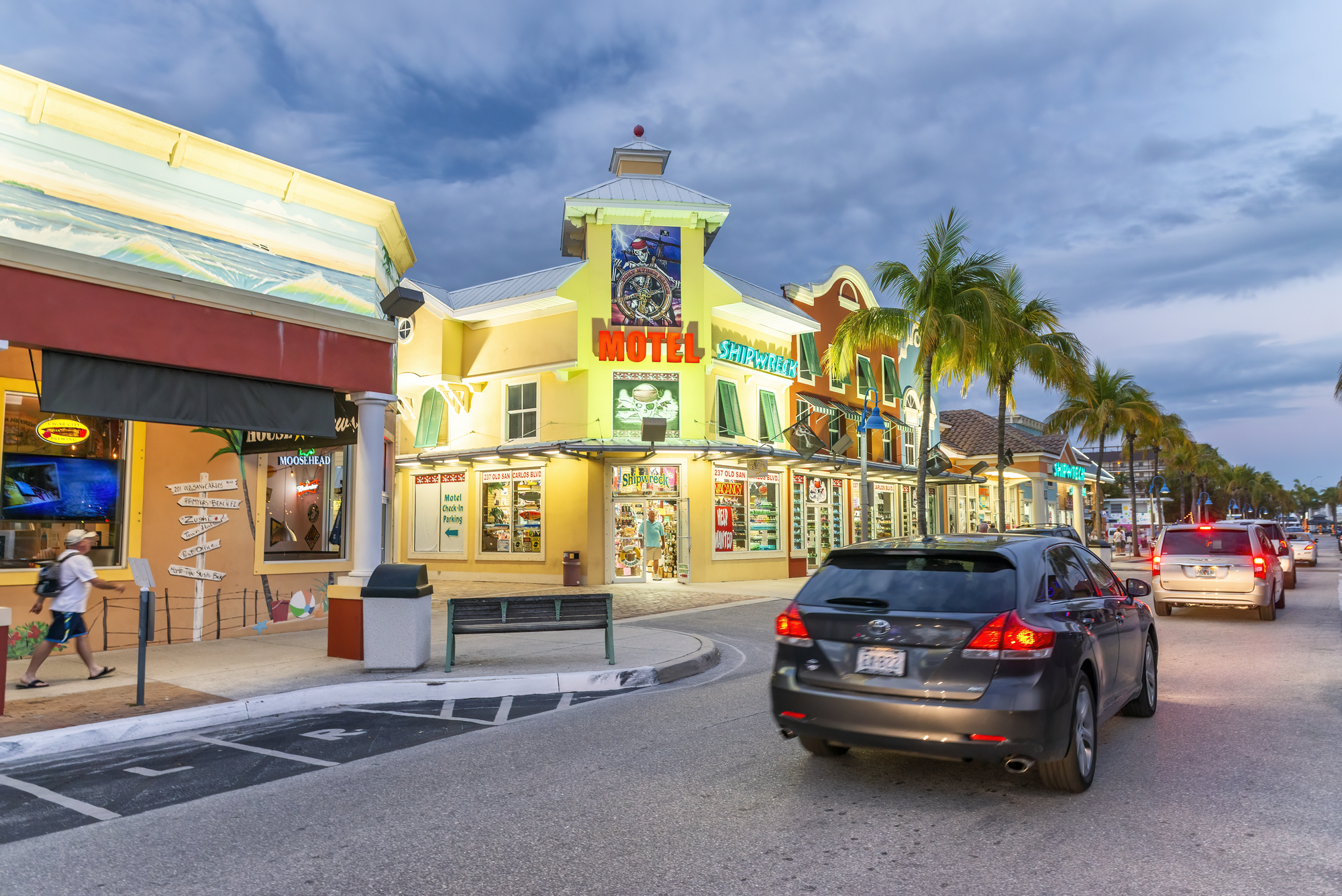 FORT MYERS, FLORIDA - FEBRUARY 2016: Cars traffic along city str