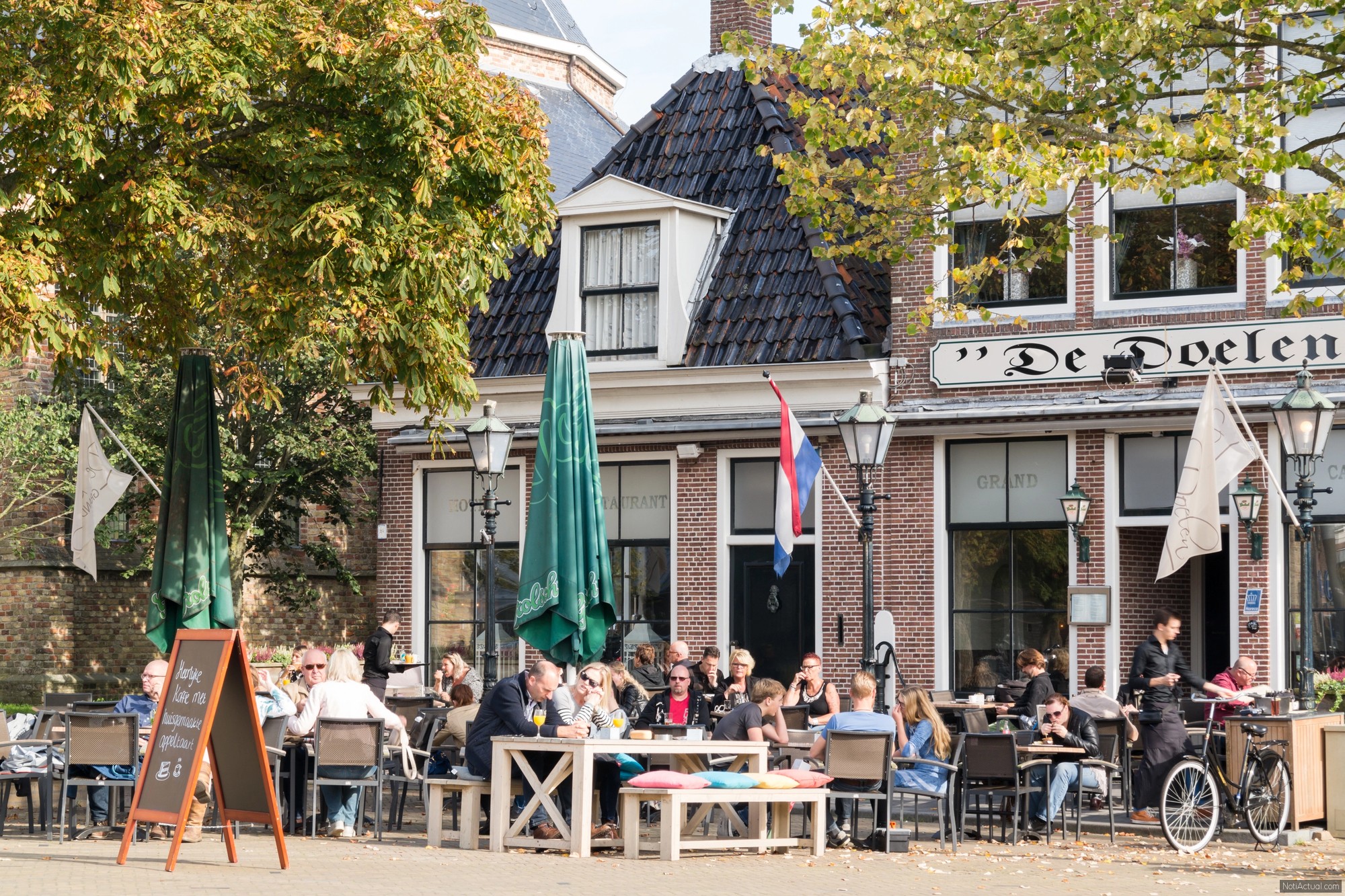 Street in the old town of Franeker Friesland the Netherlands