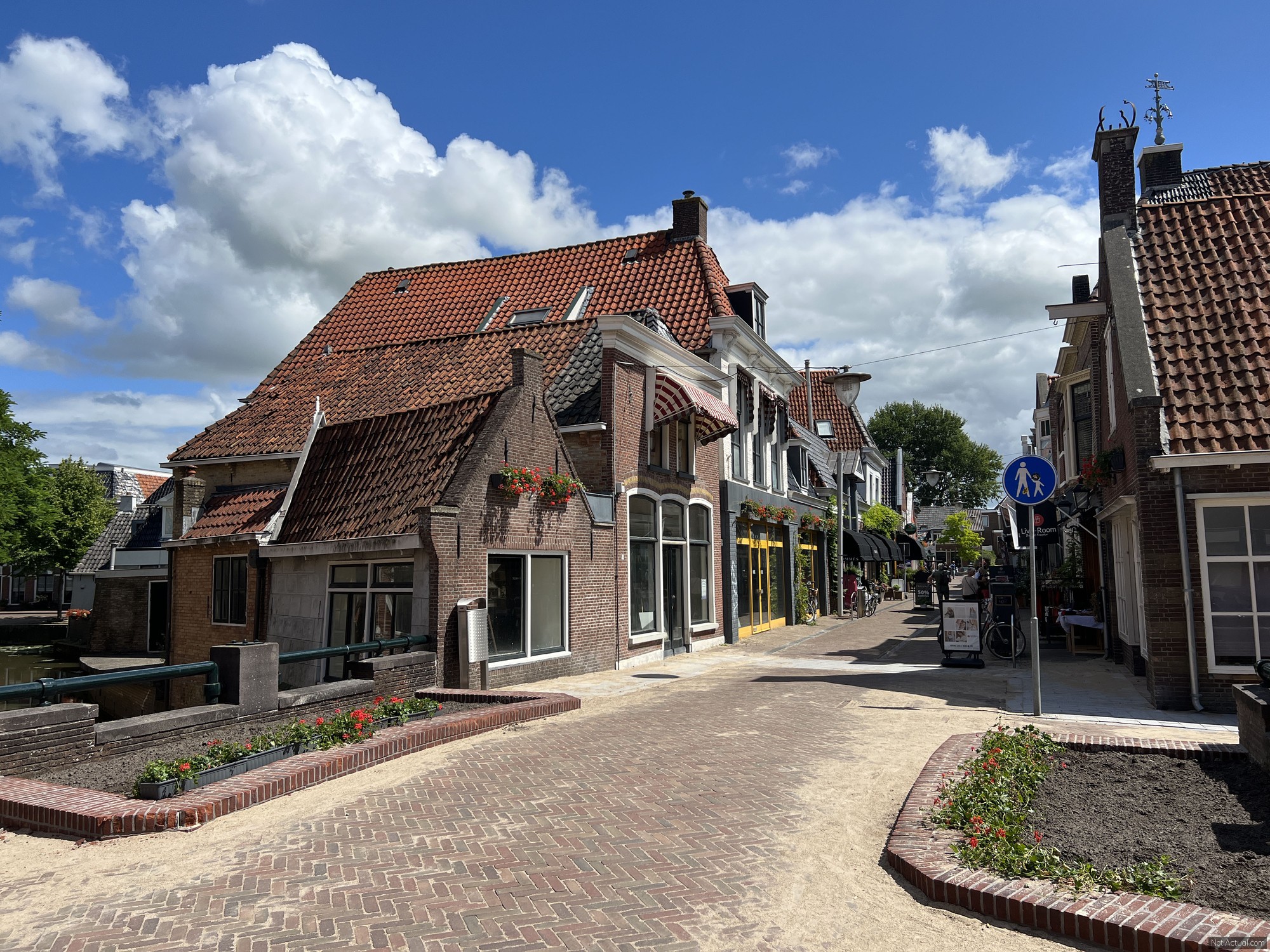 Street in the old town of Franeker Friesland the Netherlands