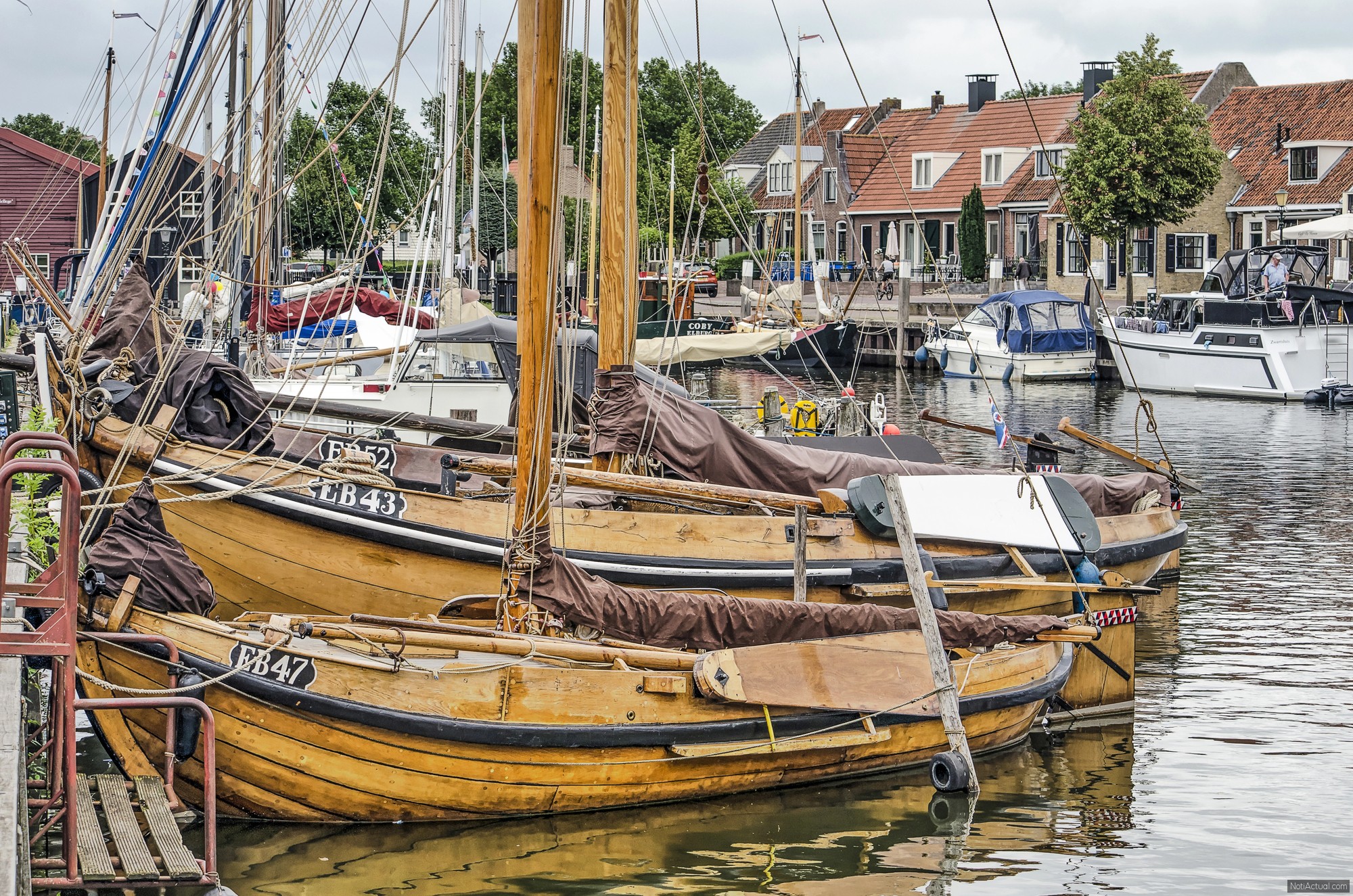 Small old wooden fishing boats in The Netherlands