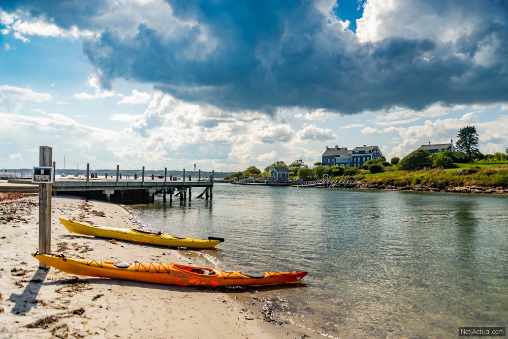 the coastline in Kennebunkport in the state of Maine, Usa